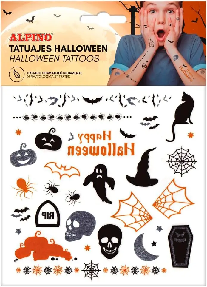 ALPINO TATUAJES TEMPORALES 1 LÁMINA METALLIC HALLOWEEN