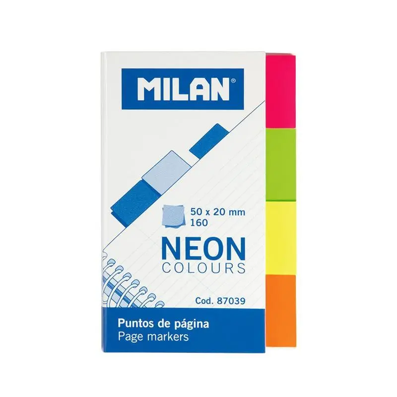 BANDERITAS ADHESIVAS 50X20 4 COLORES NEON MILAN