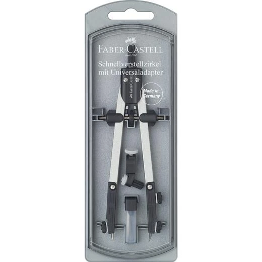 [32722-8] COMPÁS ARTICULADO DE AJUSTE RÁPIDO ADAPTADOR UNIVERSAL 17CM + ACCESORIOS  FABER CASTELL