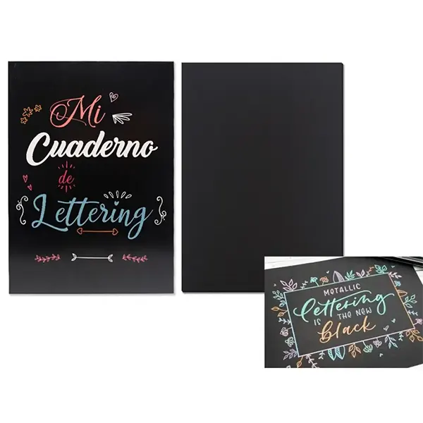 [328629] CUADERNO A4 LETTERING 50 HOJAS NEGRAS 80 GRMS