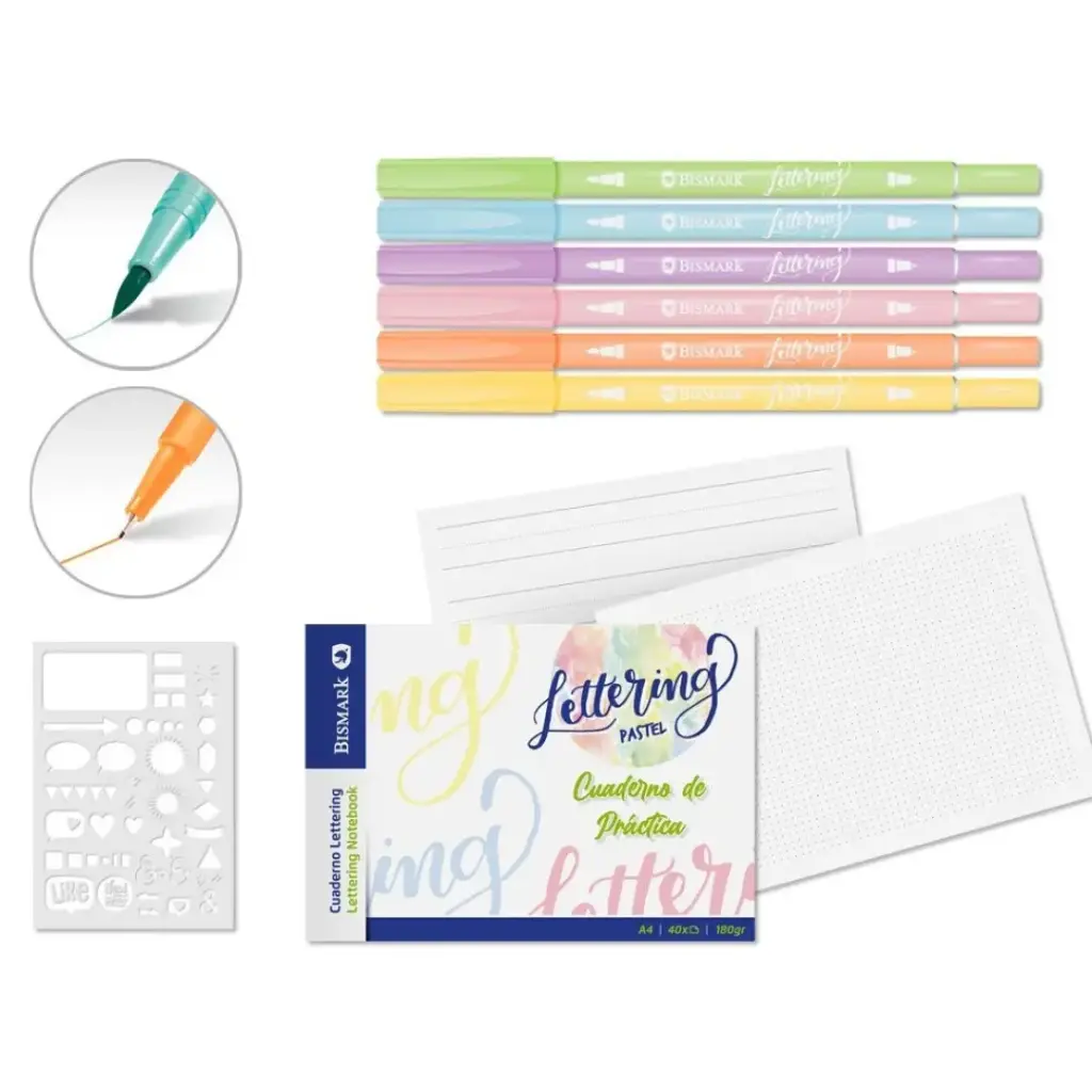 [331090] CUADERNO DE LETTERING PASTEL A4 +5 ROTUS+PLANTILLA