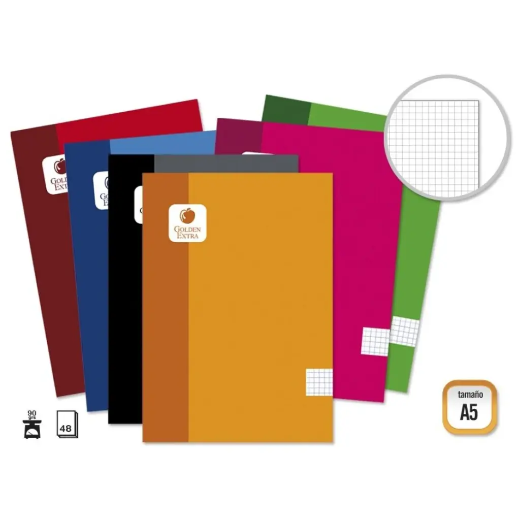 GOLDEN LIBRETA A5, 90 GRM. 48 HOJAS.CUADRICULA