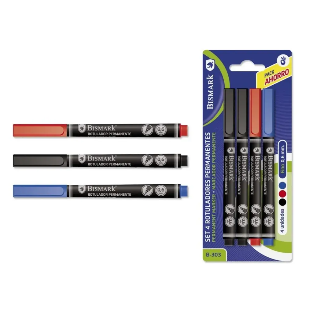 ROTULADOR PERM. F. 0,6 MM. BISMARK SET 4 UNIDADES