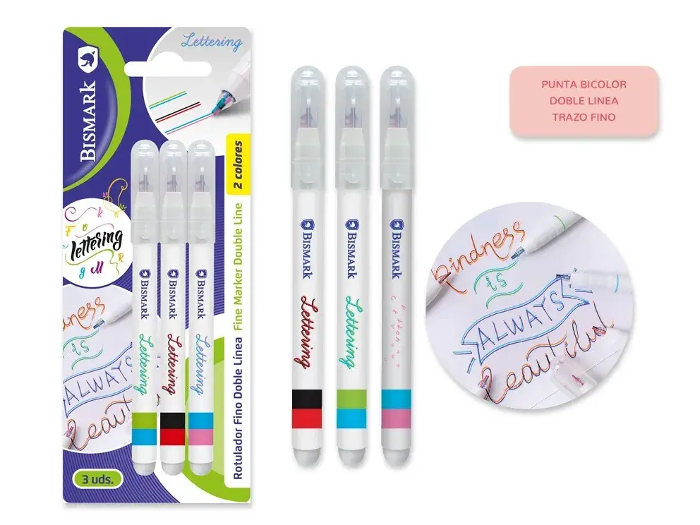 ROTULADORES DOBLE LINEA BICOLOR LETTERING 3 UDS