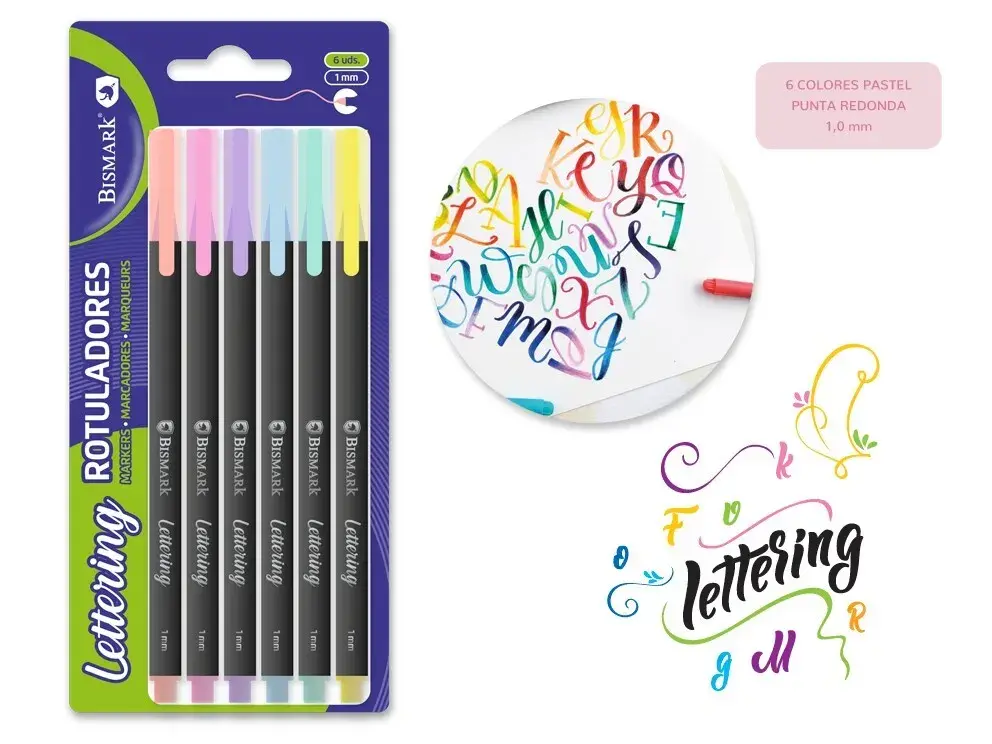 ROTULADORES LETTERING 6 COLORES PASTEL