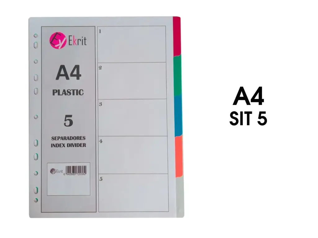 [720382] SEPARADORES PP A4 11 TALADROS 5 POSICIONES - EKRIT -
