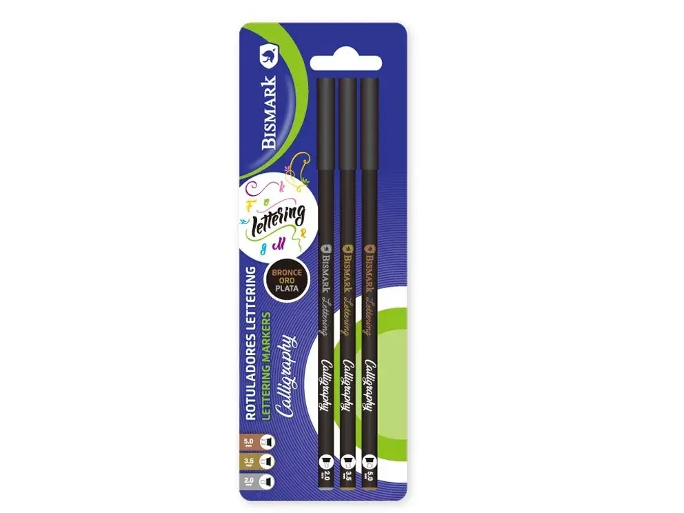 SET 3 ROTULADORES CALIGRAFIA LETTERING ORO-PL-BZ