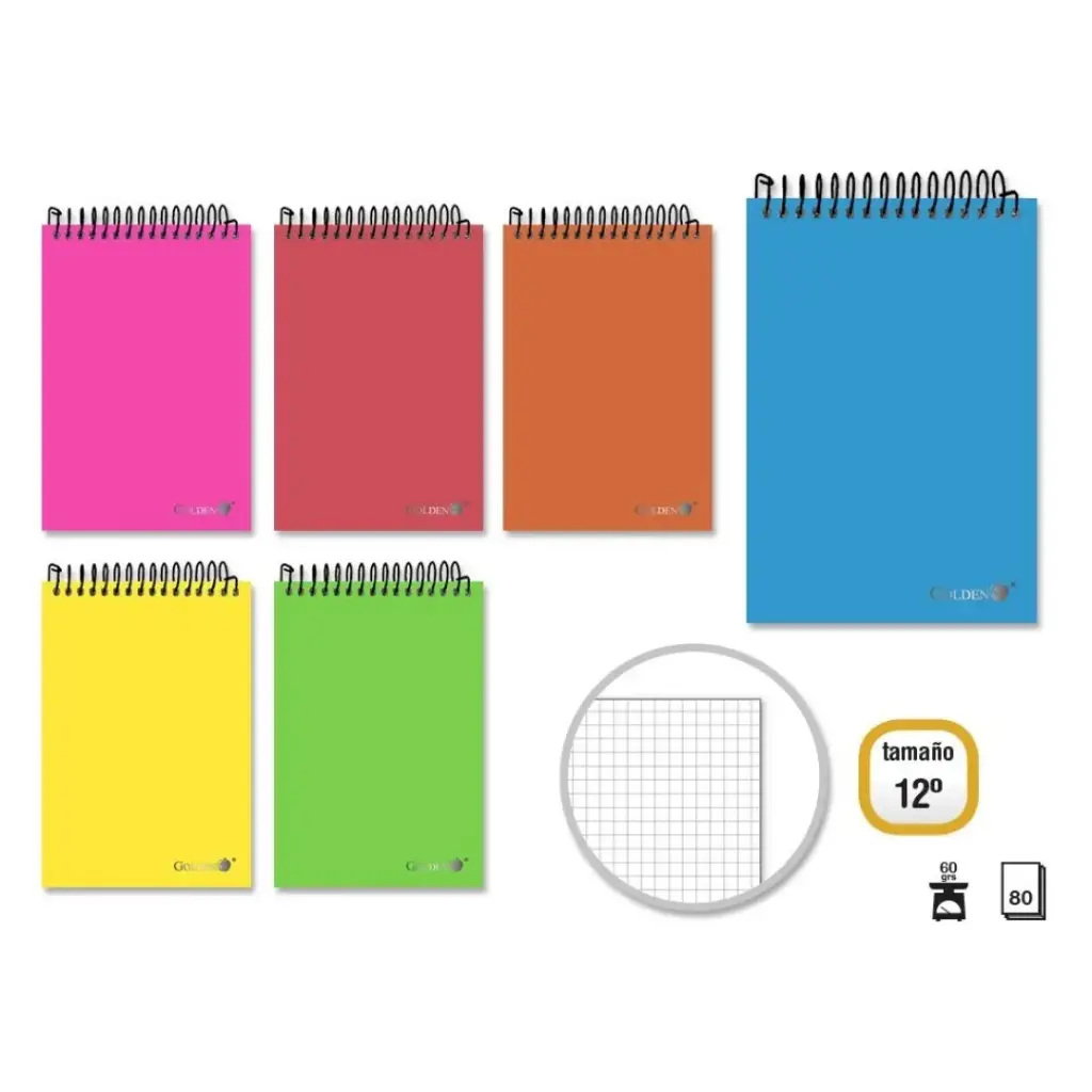 GOLDEN CUADERNO T.N. FLUOR 12º 80H. APAISADO C