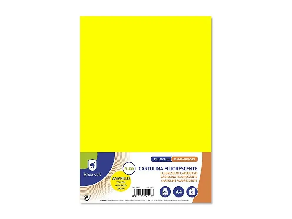 [326210] CARTULINA FLUOR A4 -5 Hojas (AMARILLO)