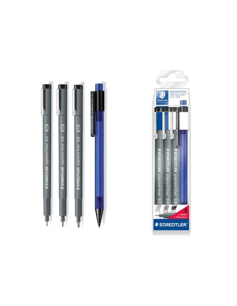 PACK X3 Y PORTAMINAS 0,5 ROTULADOR CALIBRADO (0,8 0,4 0,2) 