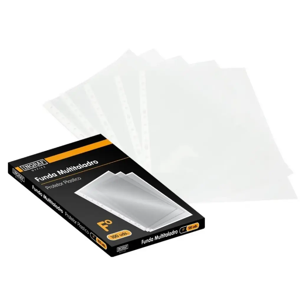FUNDAS DE PLASTICO MULTITALADRO OFFICE CLUB FOLIO 
