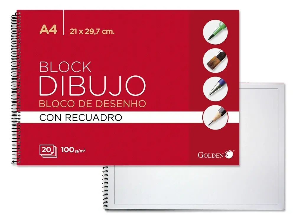 CUADERNO DE DIBUJO A4 PICTURE C/RECUADRO GOLDEN