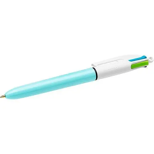 BOLÍGRAFO 4 COLORES FUN PASTEL CUERPO BLANCO/AZUL BIC