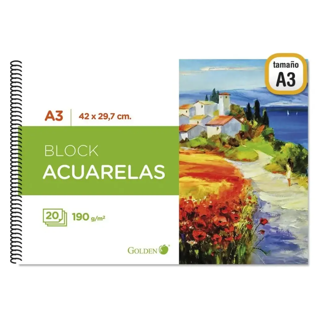 CUADERNO DE DIBUJO A3.190 GRM.20 H. ACUARELA - GOLDEN