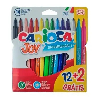 CARIOCA ROTULADORES JOY SUPER LAVABLES C/SURTIDOS ESTUCHE 12+2 UD GRATIS