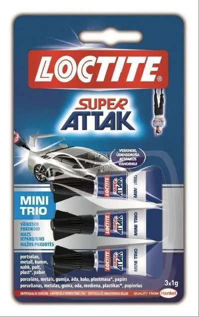 LOCTITE SUPER ATTAK MINI TRIO ADHESIVO INSTANTÁNEO 3X1G