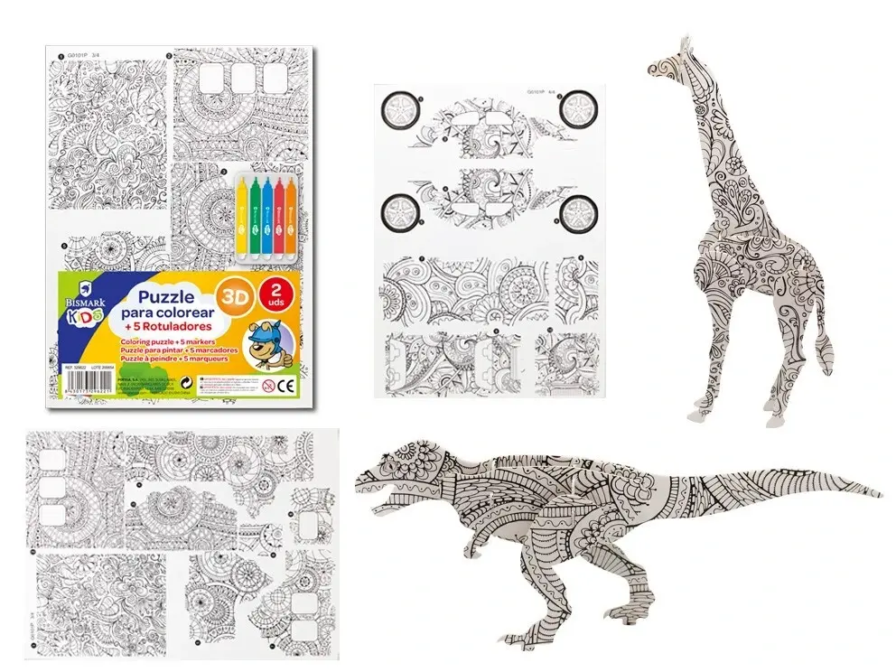 [329222] PUZZLE 3D PARA PINTAR C/ 5 ROTULADORES 2 UND