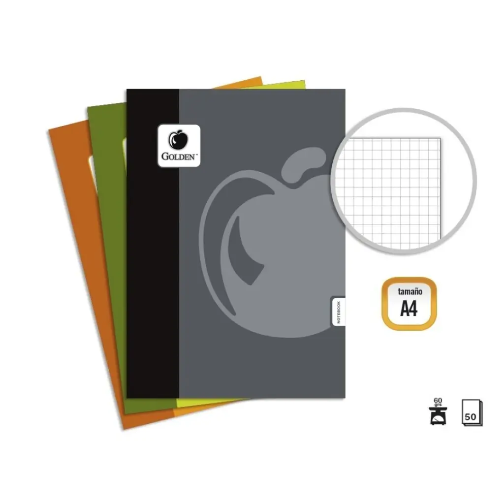  GOLDEN BASIC LIBRETA GRAPADA A4.50 H. CUAD 