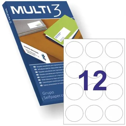 [10489] ETIQUETAS ADHESIVAS CIRCULARES Ø60MM INKJET/LÁSER 12 X 100H BLANCO MULTI-3