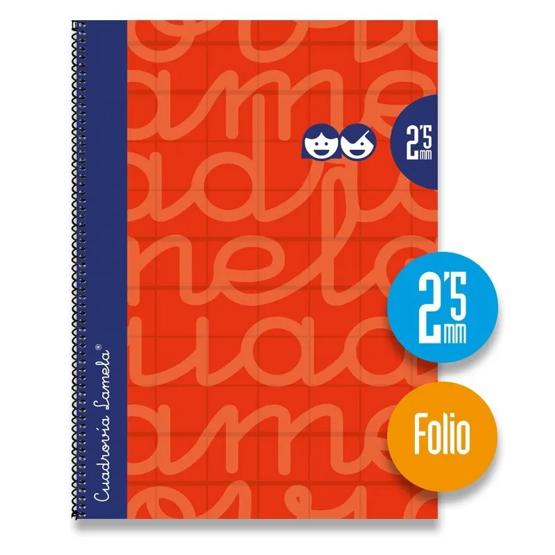 [7FTE002A] CUADERNO CUADROVÍA ESPIRAL TAMAÑO FOLIO,  80 HOJAS 70GR, con margen, tapa dura, colores surtidos - LAMELA - (Nº16 - 2,5MM)