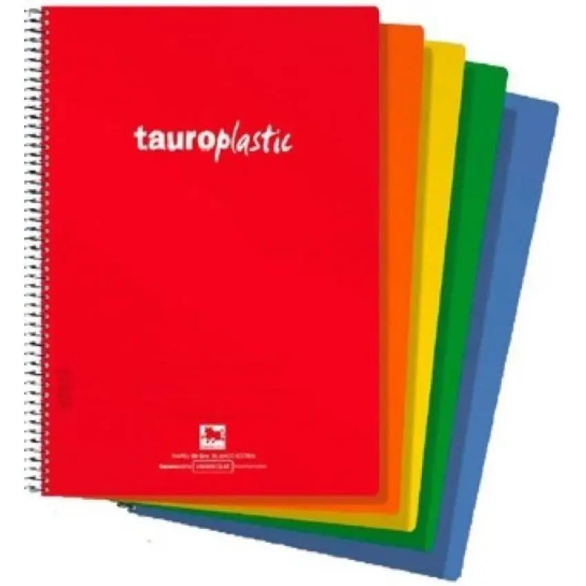 [6287-90] CUADERNO ESPIRAL TAUROPLASTIC 80H FOLIO 90GR PAUTA ANCHA T/ PP COLORES SURTIDOS TAURO