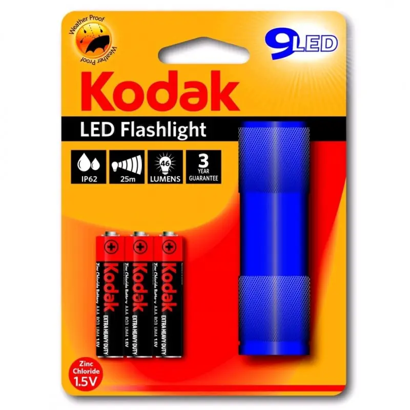 [30412453] LINTERNA KODAK 9 LED FLASHLIGHT IP62 con pilas (AZUL)