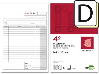 TALONARIO LIDERPAPEL FACTURAS CUARTO -CON IVA- 116