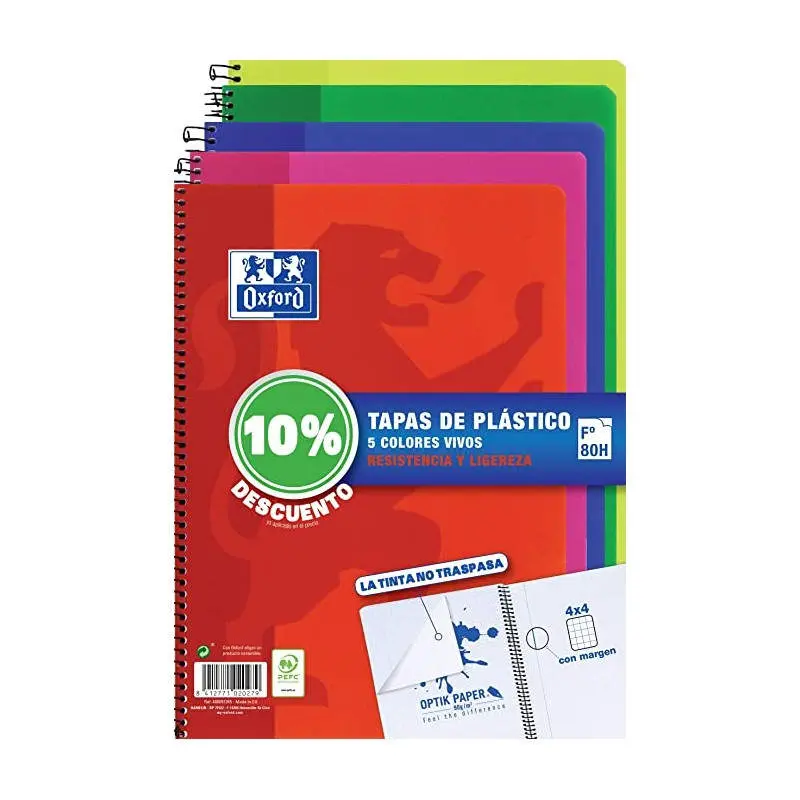 CUADERNO ESPIRAL WRITE&ERASE 80H FOLIO 4X4MM C/MARGEN TAPA EXTRADURA  OXFORD