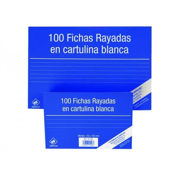 FICHA RAYADA CARTULINA 180GR BLANCA - MARIOLA -