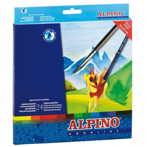LÁPICES DE COLORES AQUALINE ACUARELABLES 175MM ESTUCHE DE 24 C/SURTIDOS - ALPINO -