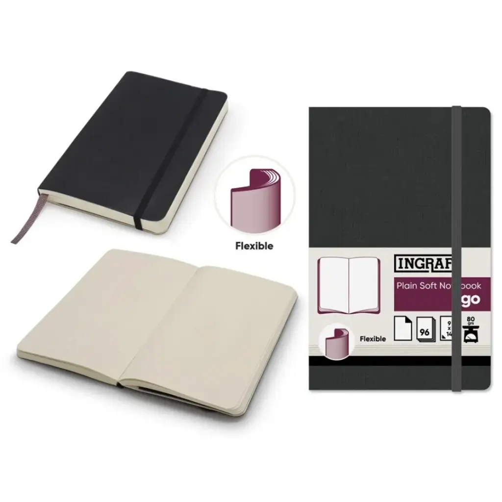 INGRAF & GO PLAIN SOFT NOTEBOOK 9 X14CM, 96 HOJAS