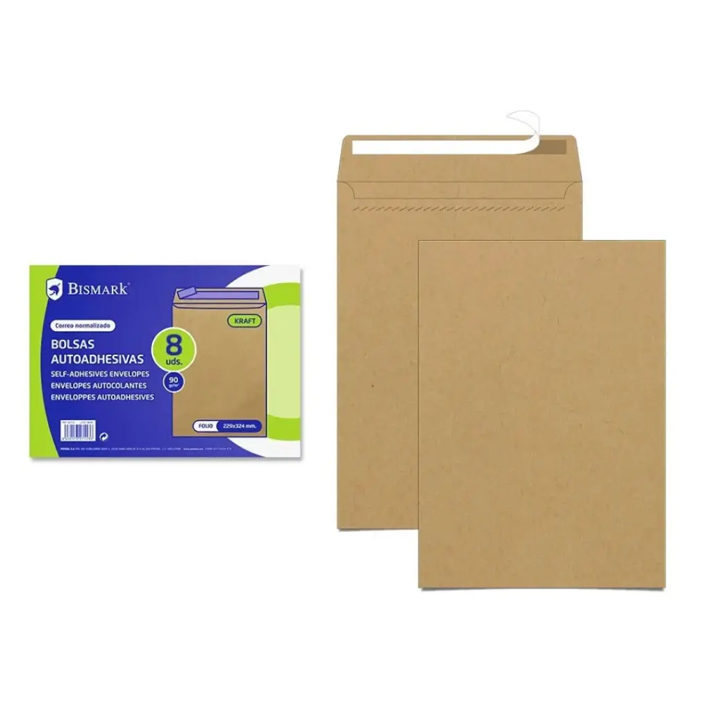 PACK SOBRES PAPEL KRAFT 90GRMS - BISMARK -