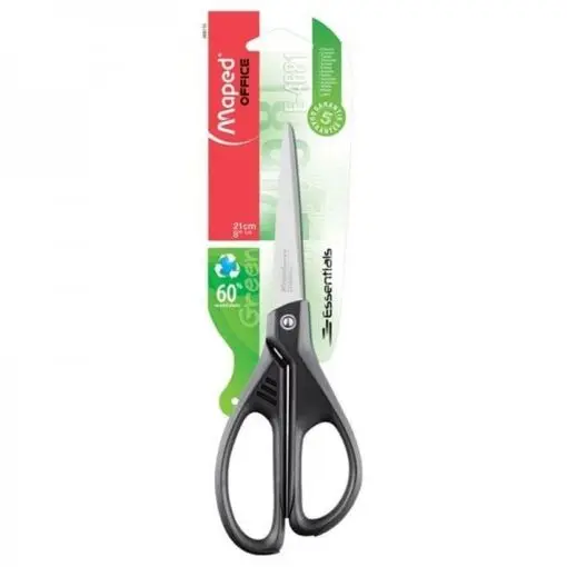 Maped Essential Green Tijeras de oficina Corte recto Negro, Acero inoxidable 