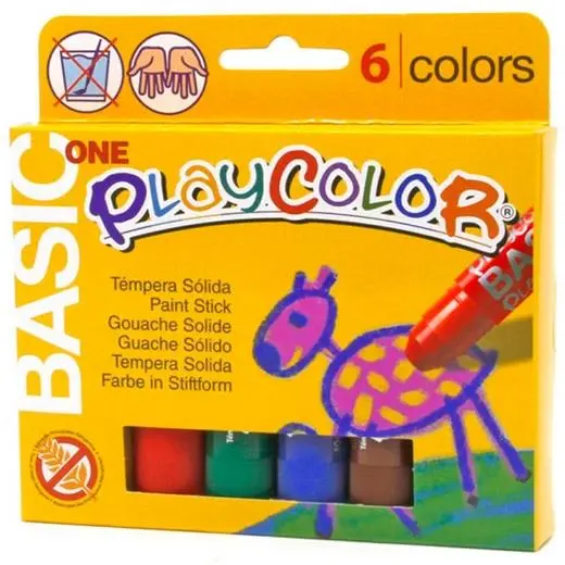 TÉMPERAS SÓLIDAS BASIC ONE BARRA ESTUCHE DE 6 COLORES SURTIDOS - PLAYCOLOR -