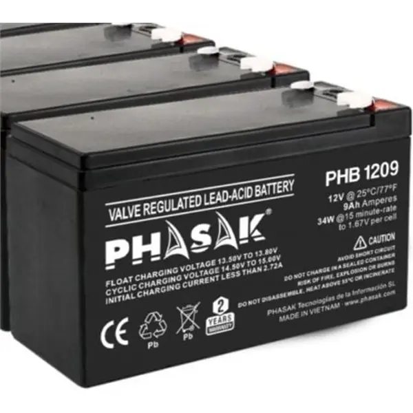 BATERÍA PHASAK PHB 1209 COMPATIBLE CON SAI/UPS PHASAK 