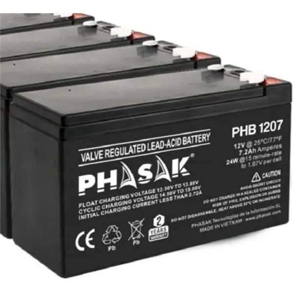 BATERÍA PHASAK PHB 1207 COMPATIBLE CON SAI/UPS PHASAK SEGÚN ESPECIFICACIONES