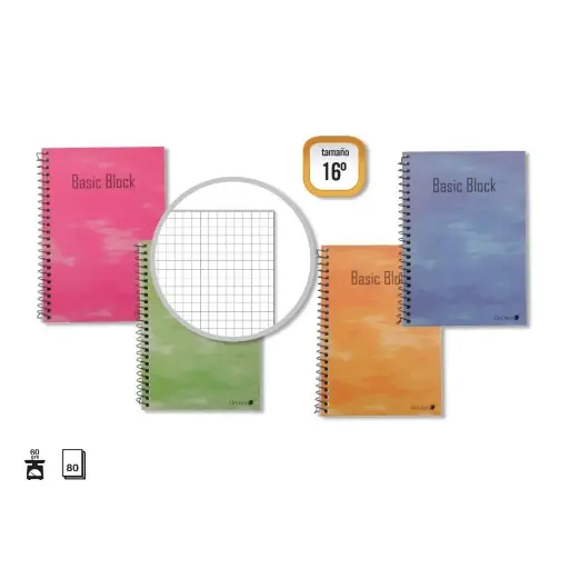 [318378] CUADERNO 16º, 80 HOJAS, 60 GRAMOS, CUADROS 4x4, ANILLA LATERAL - GOLDEN -