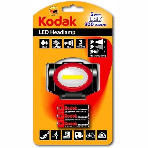 [30413870] LINTERNA KODAK LED FRONTAL 300 LUMENS 3W C/PILAS BLISTER