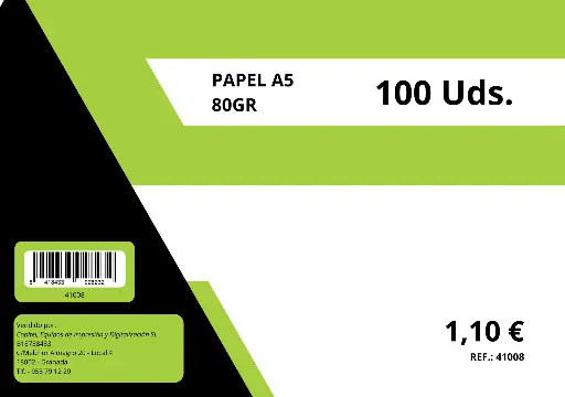 [41008] PAQUETE DINA5 100 HOJAS 80GR