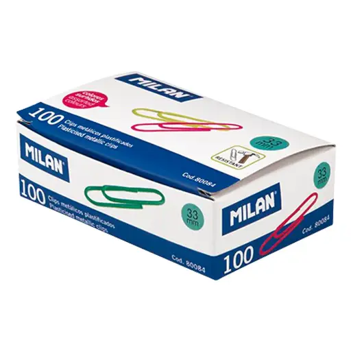 [80084] CLIPS 33MM COLORES 100 UDS MILAN