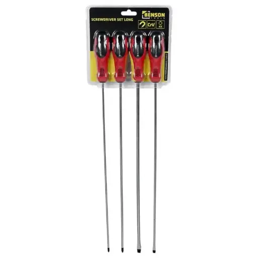 [15238/BS] JUEGO 4 DESTORNILLADORES EXTRA LARGOS -BENSON -